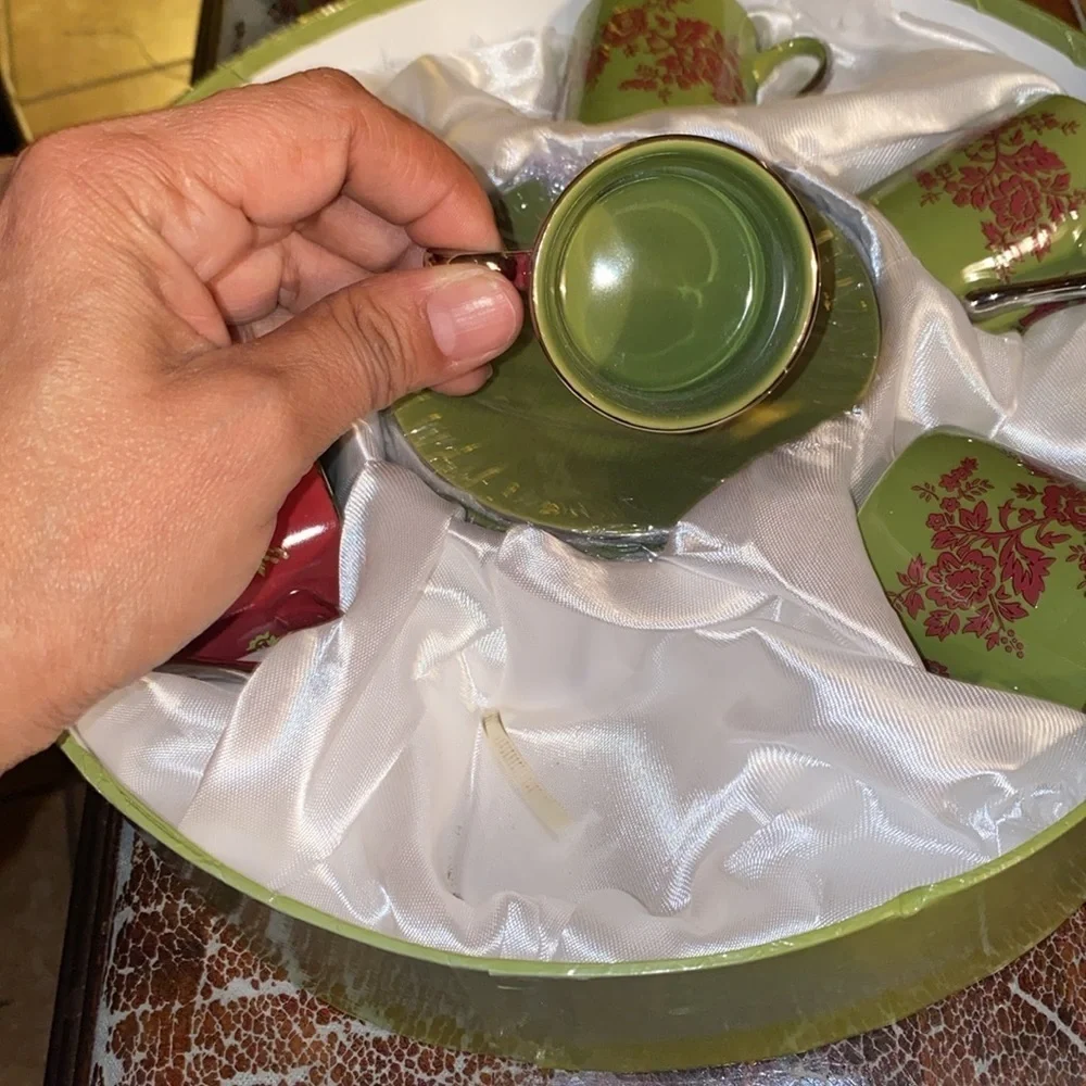 New classic Coffee tea flowers and leafs espresso cups with saucers Set Of 6